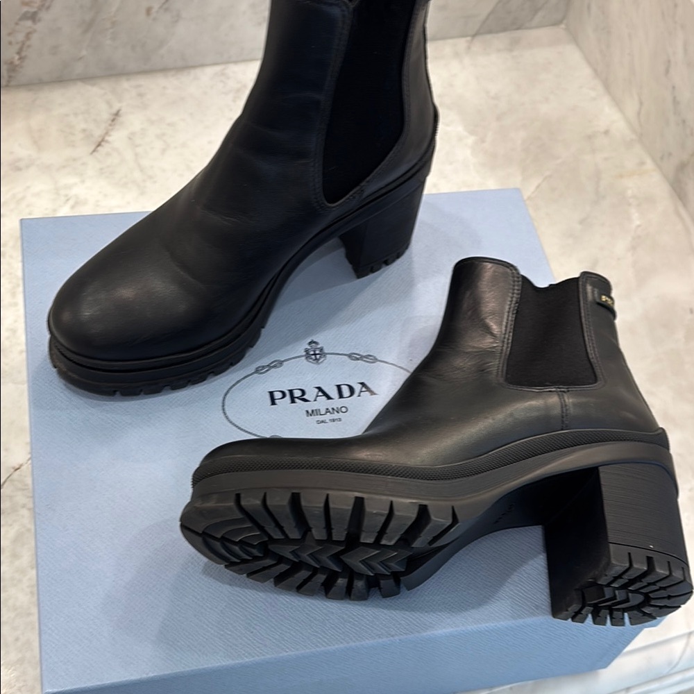 Prada Black Women's Platform Lug Sole Boots